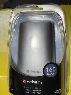 Verbatim 160GB USB 2.0 Portable External Hard Drive Silver 96533 New Sealed
