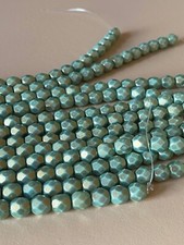 Czech Fire Polished 6mm round faceted glass beads - Halo Ethereal Heavens