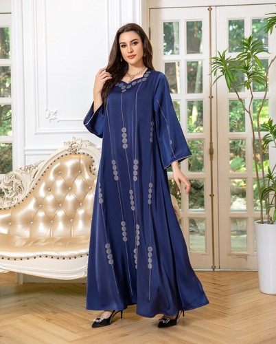 Dubai Muslim Long Maxi Dress Women Kaftan Turkey Islamic Robes Modest Dresses - Picture 19 of 75