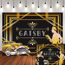 Roaring 20s Backdrop The Great Gatsby Gold Photo Background Retro Party Backdrop