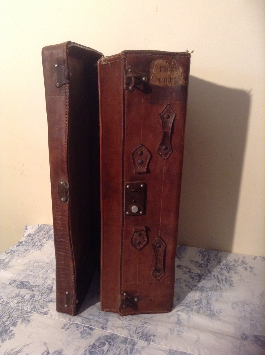 FRENCH VINTAGE LEATHER SUITCASE - Storage Case, Prop, Upcycle