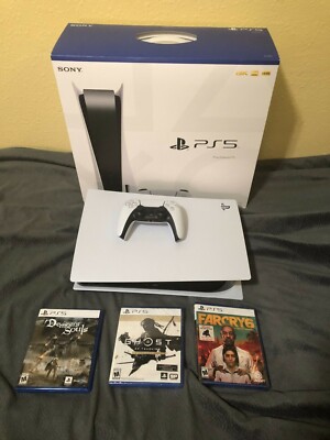 White 1TB Blu-Ray Playstation 5 Disc Version (+ 3 NEW games & 1yr. of PS Plus)