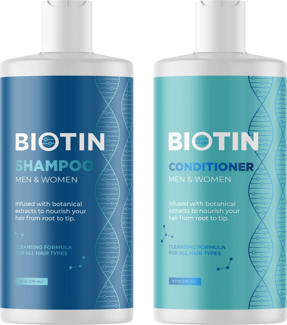 Volumizing Biotin Shampoo and Conditioner Set - Sulfate Free Shampoo and Cond...