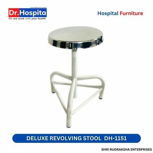 Stainless Steel White DH 1151 Deluxe Revolving Stool Powder Coated Size 20 In