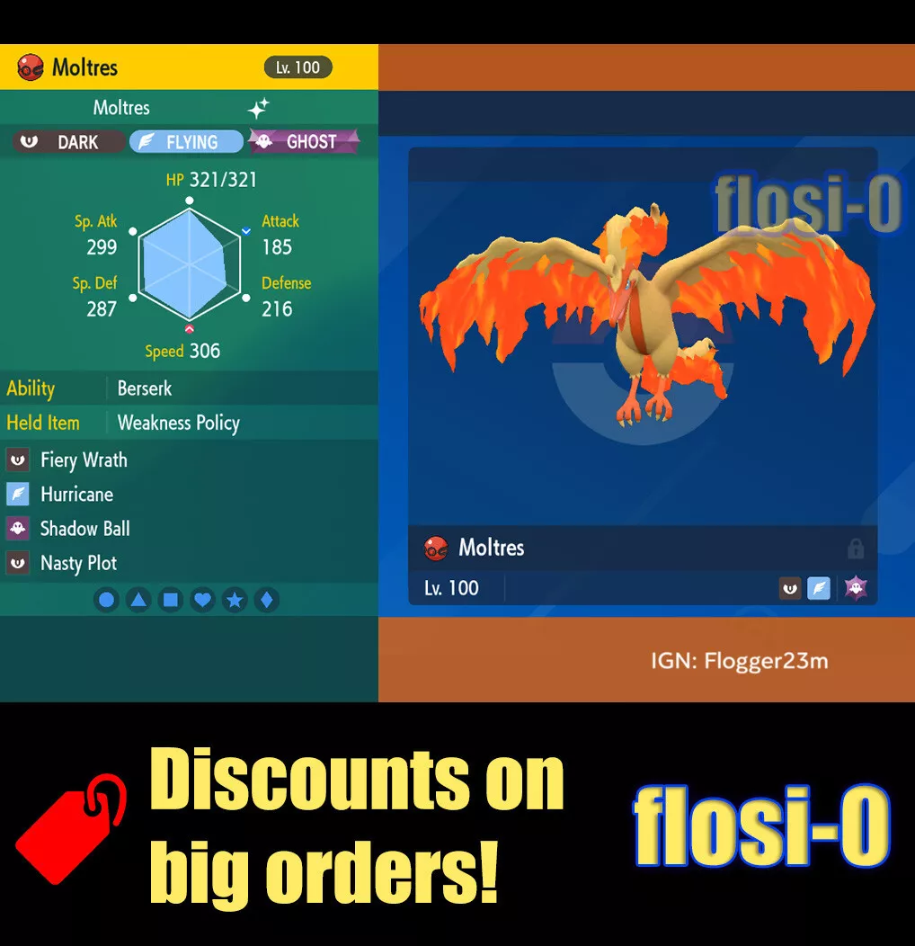 6IV Shiny Galarian Moltres Pokemon Scarlet and Violet