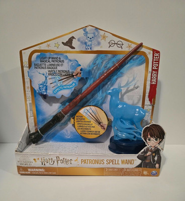 Harry Potter Toy Wand 13'' Light-Up Patronus Spell Wand + Figure -Wizarding World