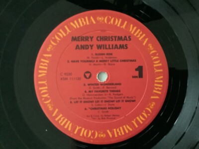 ANDY WILLIAMS: Merry Christmas 1965 M-vinyl LP Columbia CS ANDY WILLIAMS: Merry Christmas 1965 M-vinyl LP Columbia CS