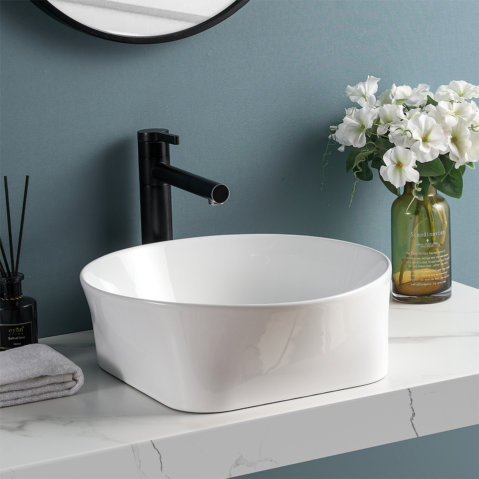Durable Ceramic Bathroom Sink Round Basin Bowl Countertop+Pop up drain