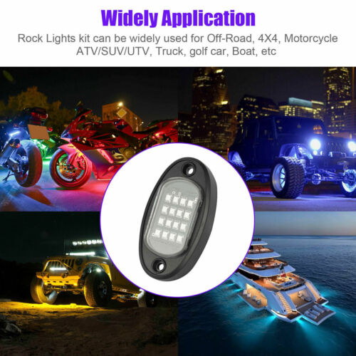 4pcs RGB LED Rock Lights APP Control for UTV SUV Pickup RZR Trailer Motorcycle - Picture 9 of 14