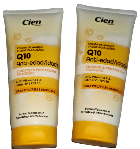 2 x Cien Hand Cream Q10 Anti Ageing w/ Q10 Vitamin E And UV Protection Filter