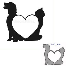 Dog Cat Heart Frame Metal Cutting Dies Cut Die Decoration Scrapbook Card Craft