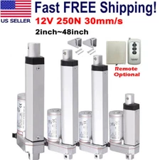 12V 250N 55lbs Fast Speed 30mm/s Electric Linear Actuator Motor Stroke 2" ~ 48"