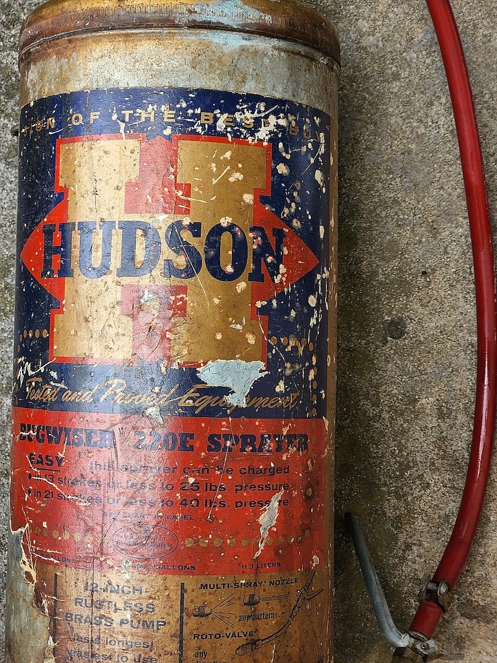 Tanque pulverizador vintage metal latão Hudson Bugwiser exterminador 21" fazenda e jardim - Imagem 2 de 4