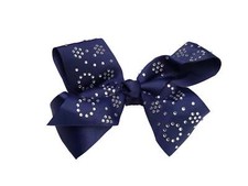 French Toast Jumbo Bow Barrette w/Rhinestone Clusters