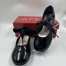 Little Girls Capezio Jr Tyette Black Tap Dance Shoes Sz 13WW Tie Bow N625C