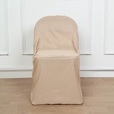 50 Nude Polyester FOLDING Flat CHAIR COVERS Wedding Party Banquet Decorations
