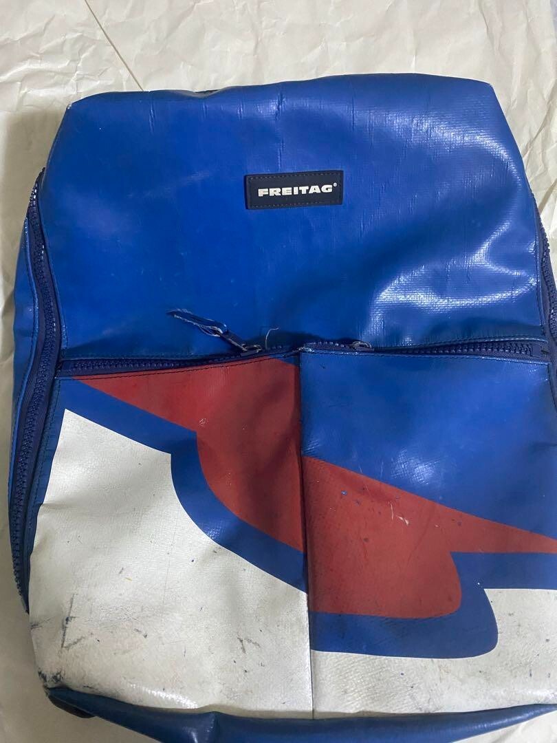 SAINT LAURENT Friday F49 FRINGE LARGE zaino borsa BLU × ROSSO RARO DESIGN LOGO