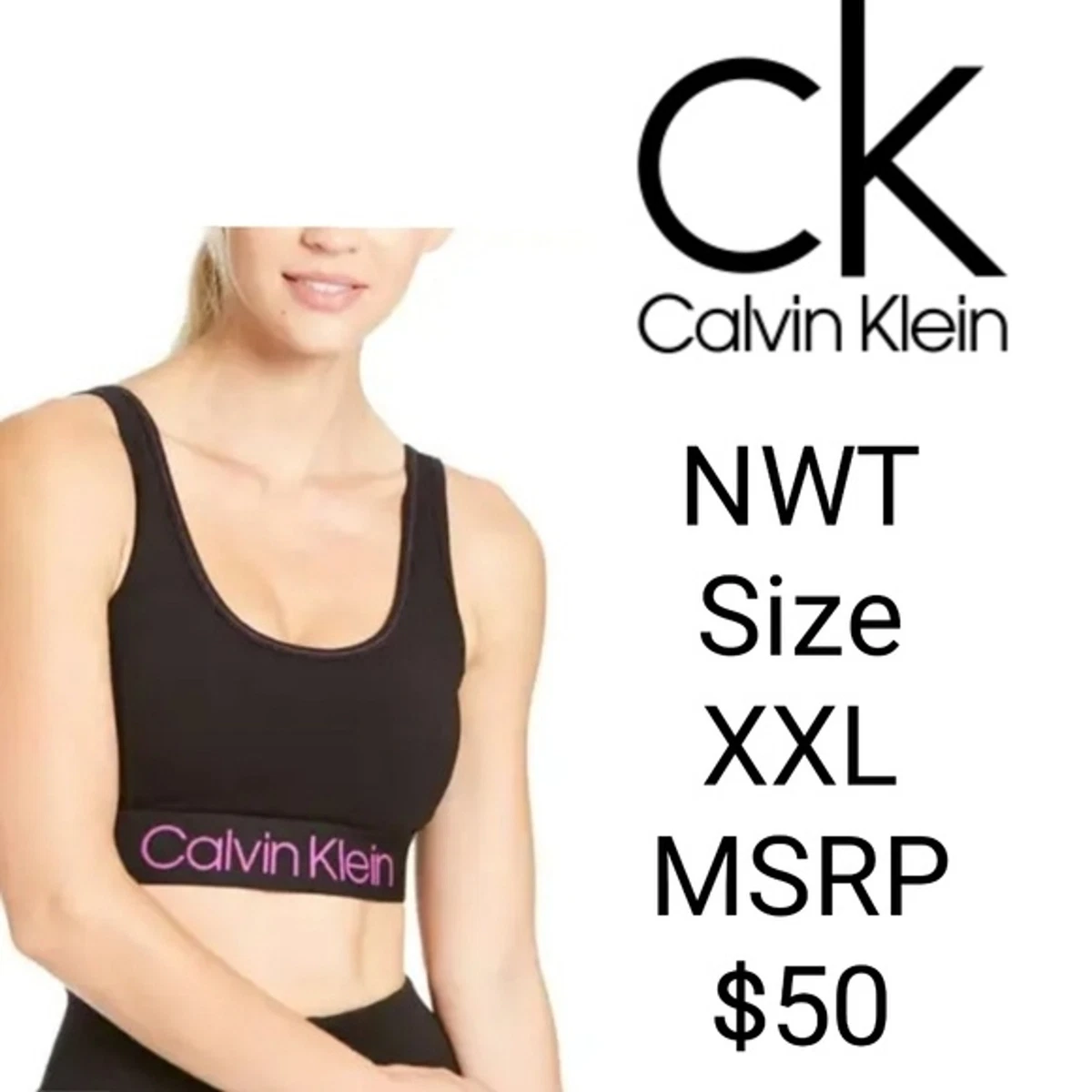 NWT Calvin Klein Performance Logo Medium-Impact Sports Bra Size