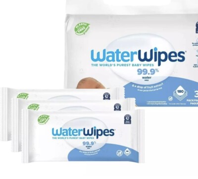 WaterWipes Plant-Based Original Baby Wipes 240 Count (4 packs) Plastic Free Pure