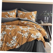 Almond Tree Blossom Floral Duvet Cover Chinoiserie Chic Queen Mustard Yellow