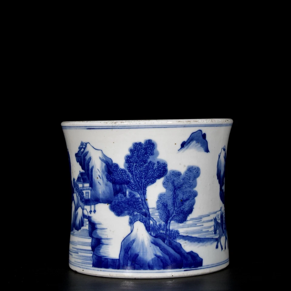 Vaso de porcelana chinês azul e branco pintado à mão padrão paisagem 101430 - Imagem 3 de 4