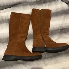 Clarks unstructured knee-high boots, tan suede, size 6