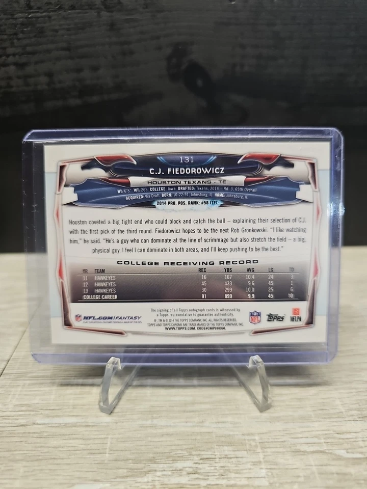 2014 Topps Chrome Rookie Auto CJ Fiedorowicz #131 Auto RC - Image 2 of 2