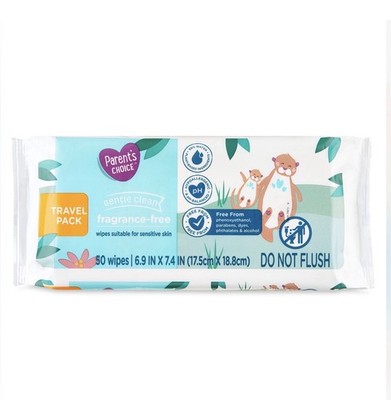 Parent's Choice Gentle Clean Fragrance Free Baby Wipes 50ct 6.9x7.4in