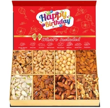 Luxurious Treats Nuts Gift Basket, Happy Birthday Nut Gifts Gourmet Collectio...