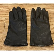 VTG Fownes Black Soft Leather Gloves Acrylic Lining, Women  s Size L WPL 9522