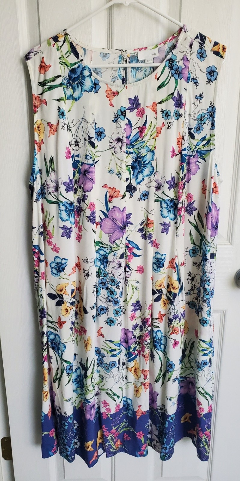 J.Jill Colorful Floral Sz 3X Sleeveless Midi Dress Spring Easter