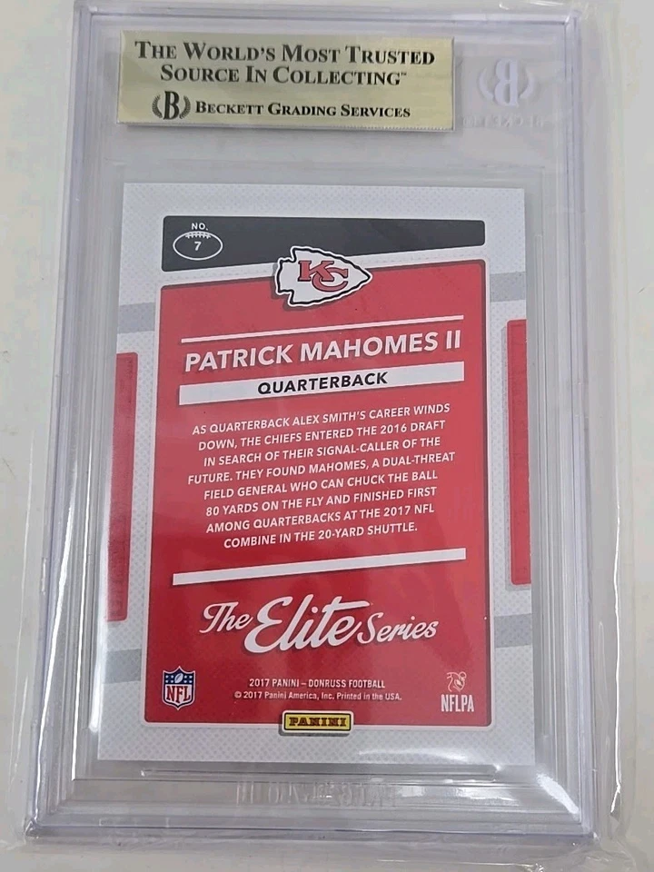 2017 PATRICK MAHOMES DONRUSS ELITE SERIES ROOKIES BGS TRUE GEM MINT + #7 RC - Image 3 of 3