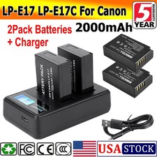 LP-E17 Battery with Dual USB Charger for Canon RP Rebel T6i T7i M3 M5 Camera