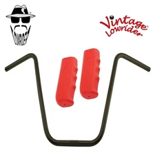 Original Lowrider 16" 22.2 D Handlebar Black Custom 120mm Grips Solid/Red