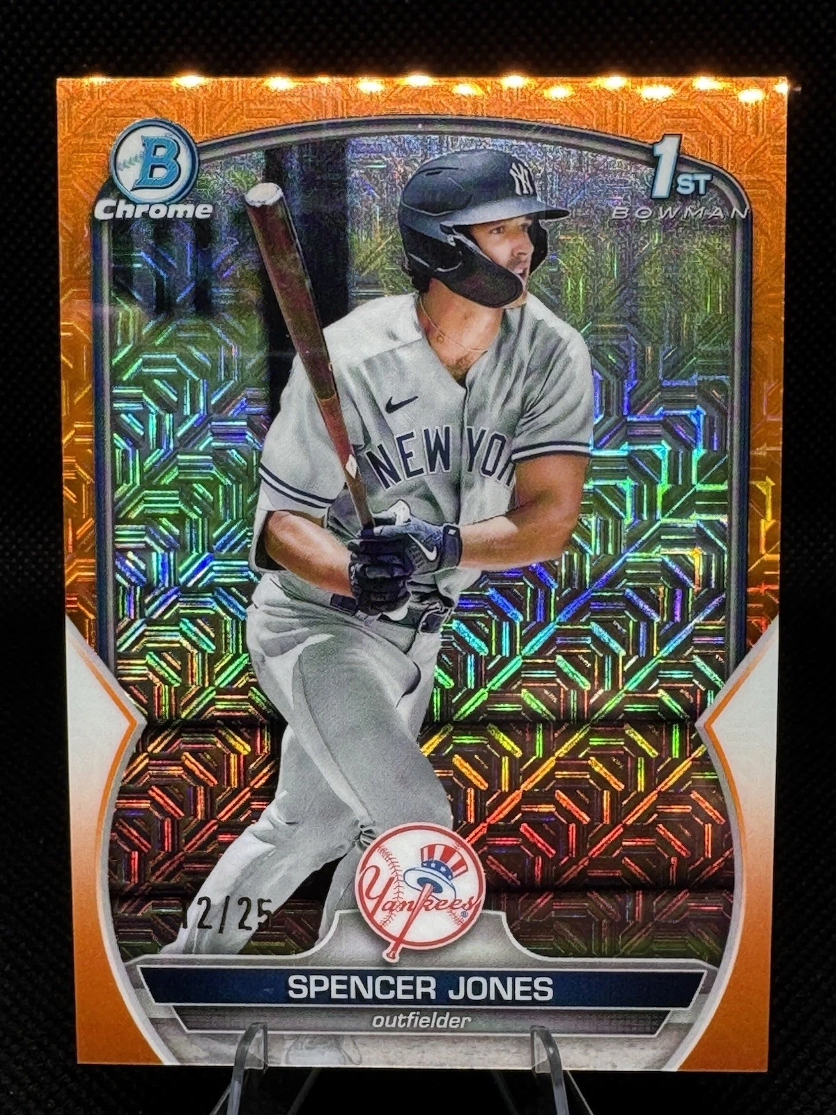 2023 Bowman Chrome Mega Box Spencer Jones 1st Orange Mojo Refractor #/25 BCP-139