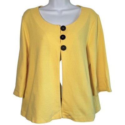 Chalet 3 Button Cotton Layering Cardigan Size M Lagenlook Effortless Versatile