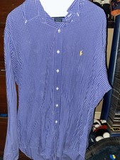 Ralph Lauren Men s Long Sleeve Blue/White Check Button Up Shirt XL Custom Fit