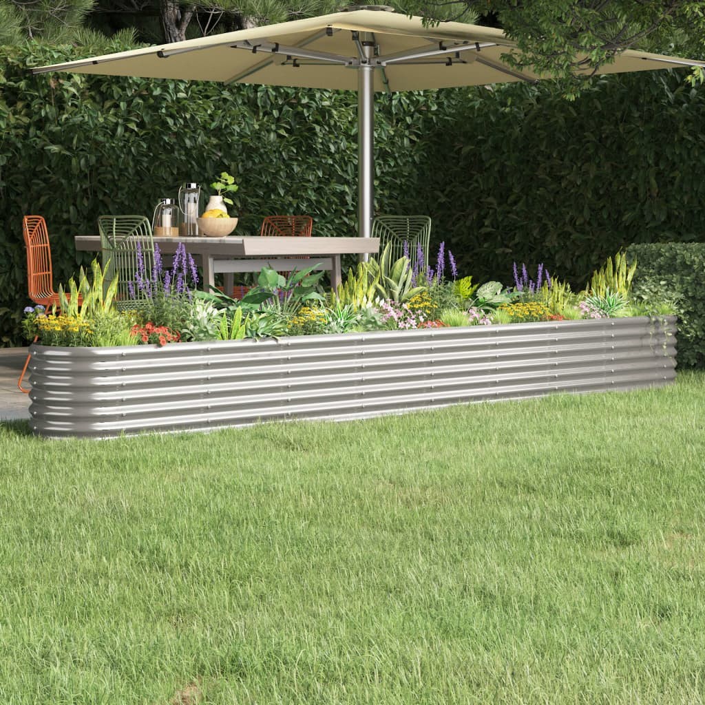 vidaXL Orto Rialzato per Famiglie 332x40x36cm Acciaio Zincato Argento