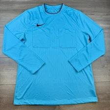 Nike Dri-Fit Long Sleeve Futbol/Soccer Referee Jersey Mens XL Teal Blue Slim Fit