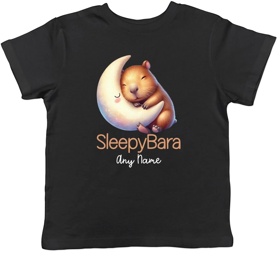 BABY ORIGINALS Personalisierte Sleepybara Capybara beliebiger Name Kinder T-Shirt Jungen Mädchen Geschenk