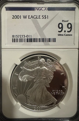 Proof 9.9 2001-P American Silver Eagle $1 NGC X NGCX - Almost PERFECT