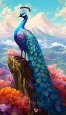 Home Decor Wall Art Animals Bird Peacock Landscape Posters Prints Painting 1636