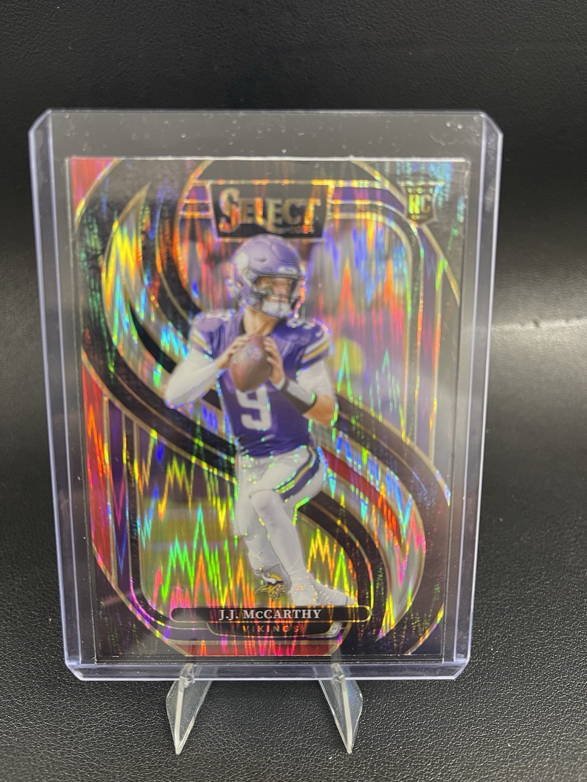 2024 Panini Select - Premier Level J.J. McCarthy #134 Black & Red Shock Prizm...