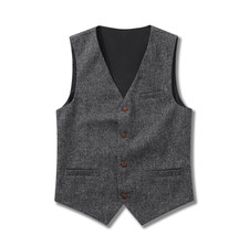 Men British style woolen Blend suit vest Casual Retro Jacket Business Waistcoat