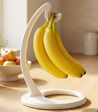 Banana Hanger Stand Kitchen Counter Fruit Holder Hook Storage Minimalist White