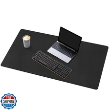 Mydours 36" x 16" Large PU Leather Desk Pad with Non-Slip Suede Base, Black W