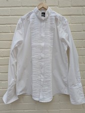 Debenhams Men's Pleated Formal Black Tuxedo Shirt Bib 16" Collar Wing Collar