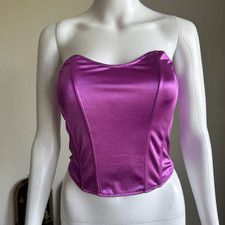 Satin Purple Pink Corset Top With Size Zip Size S