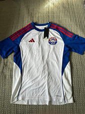 adidas AEROREADY Boys Soccer Jersey T-Shirt Breathable 13-14Y White/Blue/Red