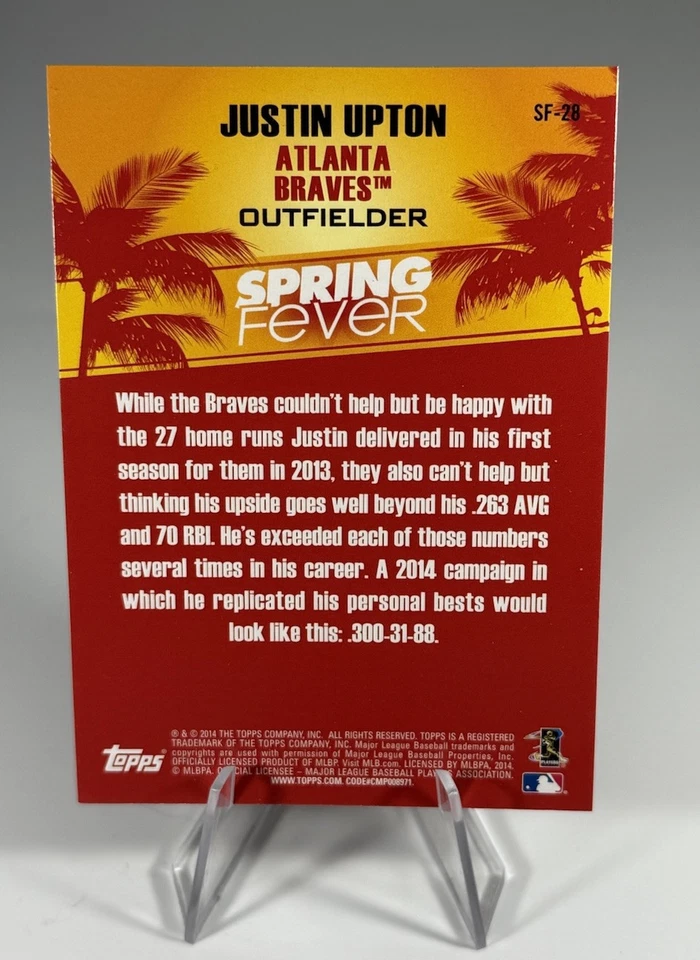 2014 Topps - Card Shop Promotion Spring Fever Justin Upton #SF-28 - Image 2 of 2